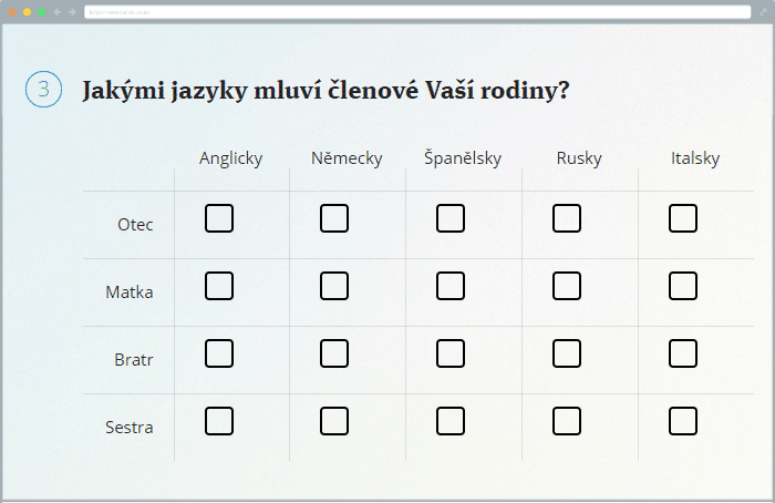 Výčtová baterie otázek