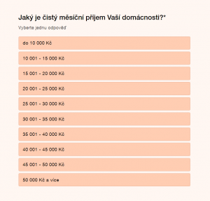 Jaký je Váš měsíční příjem - snížená citlivost otázky