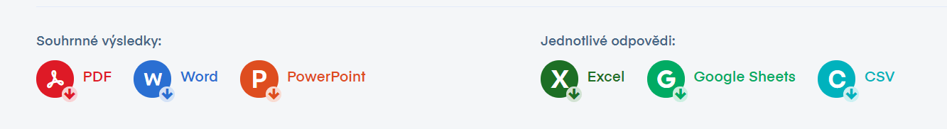 Možnosti stahování výsledků