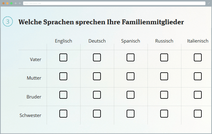 Batterie von Fragen