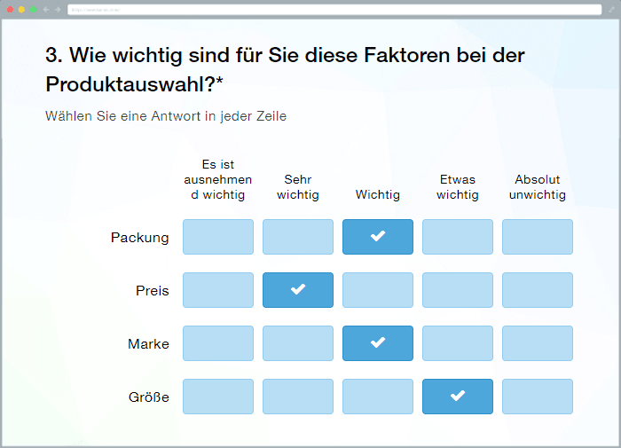 Ein Beispiel der Matrixfrage