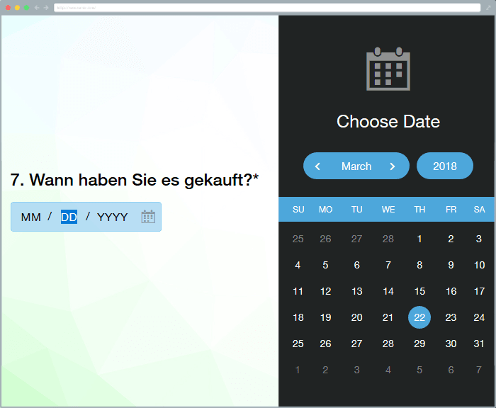 Neues Textantwortdesign (Datum)