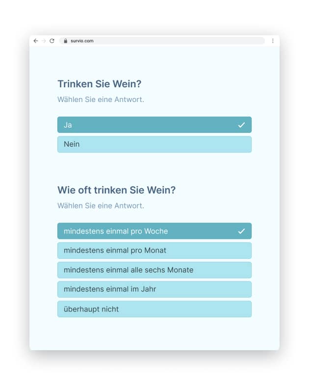 Frage im Fragebogen