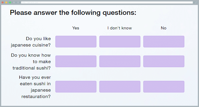 Matrix with single choices