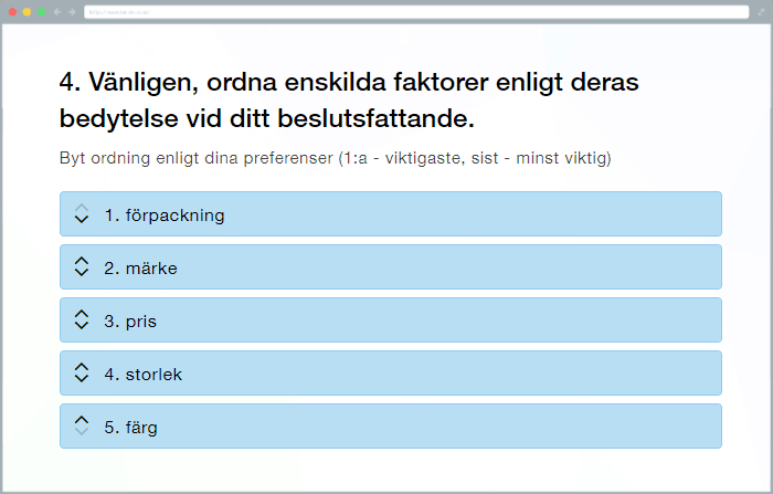 Exempel på ordning